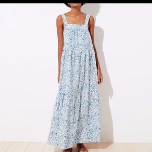 NWT Loft Beach floral print tiered maxi beach dress Sz XS
